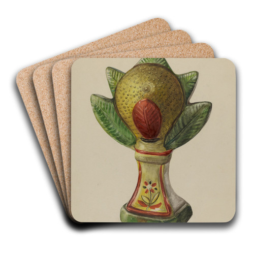 Pa. German Chalkware Mantel Ornament by Mina Lowry Art Drink Coaster set