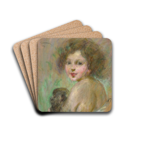 Child with Monkey by Alice Pike Barney Drink Coasters - set of 4