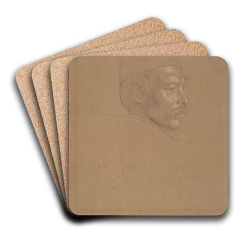 Study of a MansHead by Alfred Rethel Art Drink Coaster set