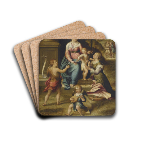 Le mariage mystique de Sainte Catherine by Luca Longhi Drink Coasters - set of 4
