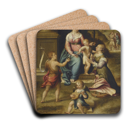 Le mariage mystique de Sainte Catherine by Luca Longhi Art Drink Coaster set