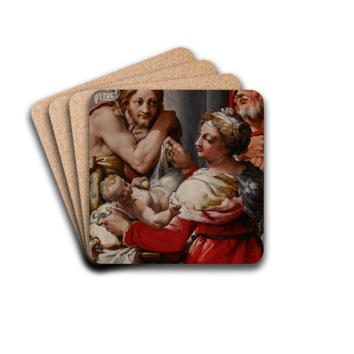 The Holy Family with Saint John the Baptist by Nosadella (Giovanni Francesco Bezzi) Drink Coasters - set of 4