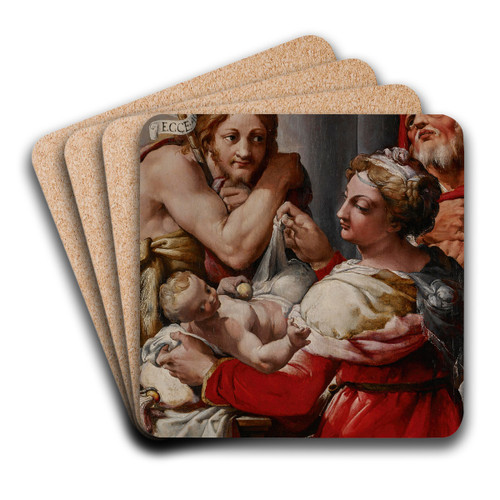 The Holy Family with Saint John the Baptist by Nosadella (Giovanni Francesco Bezzi) Art Drink Coaster set