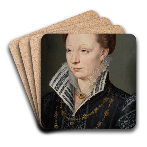 Portrait of Claude Catherine de Clermont-Tonnerre, Duchess of Retz (15431603) by Follower of Franois Clouet Art Drink Coaster set Portrait of Claude Catherine de Clermont-Tonnerre, Duchess of Retz (15431603) by Follower of Franois Clouet Art Drink Coaster set
