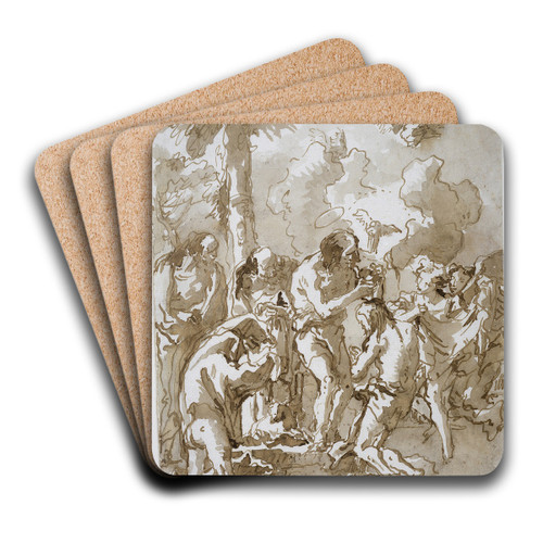 Baptism of Christ in the Jordan by Giovanni Domenico Tiepolo Art Drink Coaster set