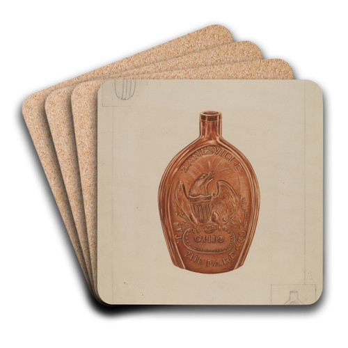 Flask by John Jordan Art Drink Coaster set