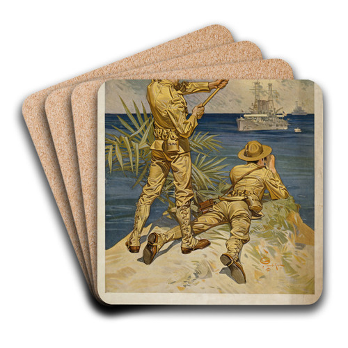 U.S. Marines by J.C. Leyendecker Art Drink Coaster set
