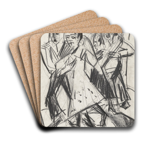 Tanzende Bauern by Ernst Ludwig Kirchner Art Drink Coaster set