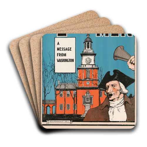 4 Minute men-A message from Washington by Horace Devitt Welsh Art Drink Coaster set