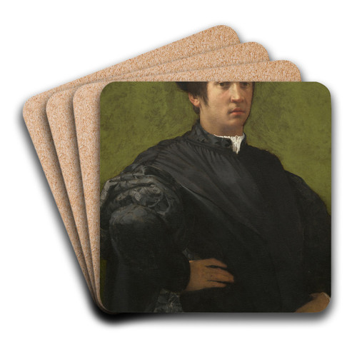 Portrait of a Man by Rosso Fiorentino Art Drink Coaster set