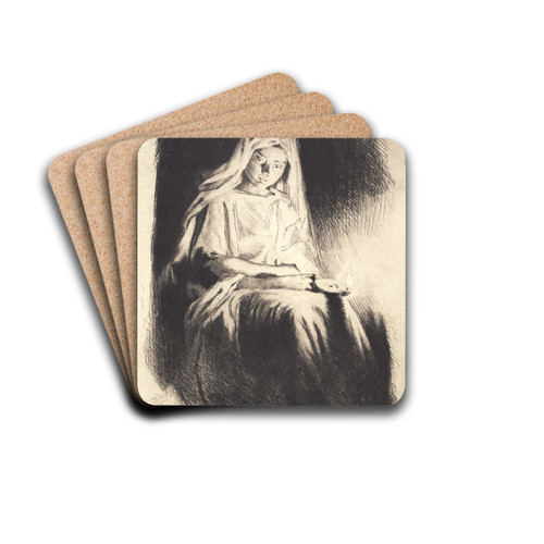 Kvinde med lampen by Frans Schwartz Drink Coasters - set of 4
