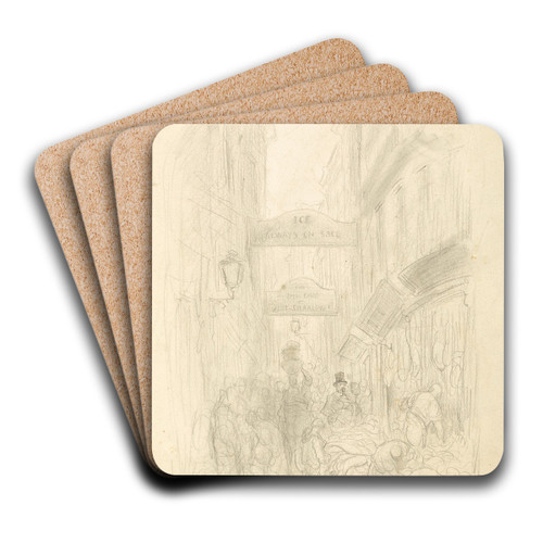 London Street Scene by Gustave Dor Art Drink Coaster set