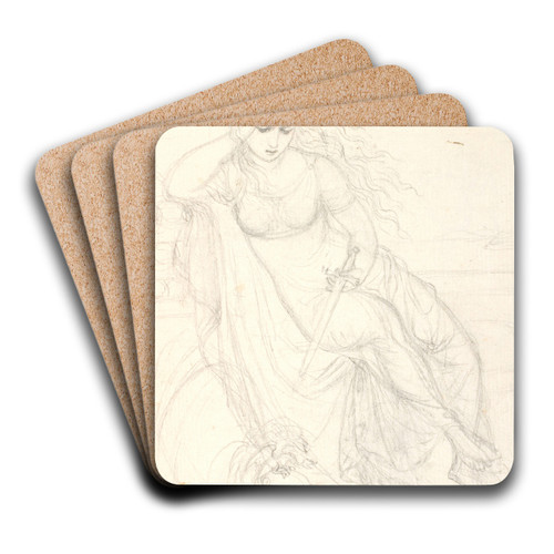 Siddende kvinde med et svrd i venstre hnd by Christian Gottlieb Kratzenstein-Stub Art Drink Coaster set