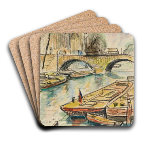 Notre-Dame et le pont Saint-Michel by Pierre de Belay Art Drink Coaster set