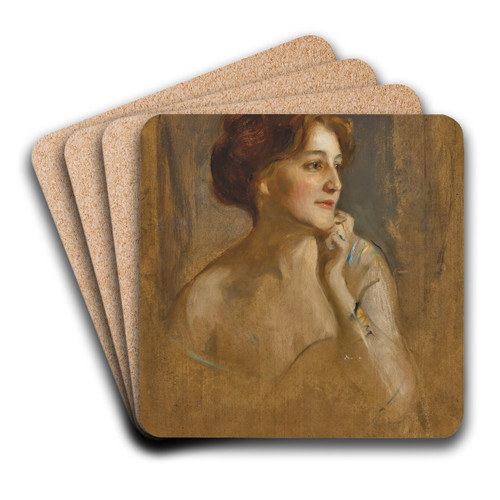 Comtesse Robert de Pourtals, ne Marie Elisabeth van Rijck by Philip Alexius de Lszl Art Drink Coaster set