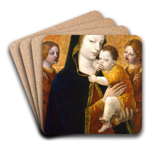 The Virgin and Child with two Angels by Ambrogio Bergognone Art Drink Coaster set