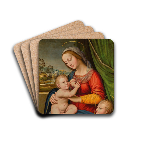 The Madonna And Child With The Infant Saint John The Baptist by Antonio del Ceraiuolo Drink Coasters - set of 4