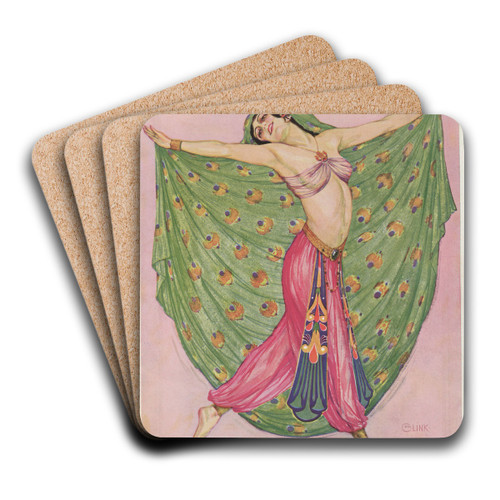 A dancer of Alexandria by Carl Link Art Drink Coaster set A dancer of Alexandria by Carl Link Art Drink Coaster set