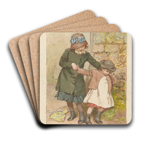 Two Girls, One Crying by Robert Barnes Art Drink Coaster set