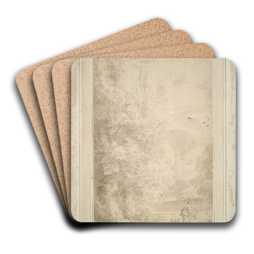 Landscape with traveler ondonkey by Herman van Swanevelt Art Drink Coaster set