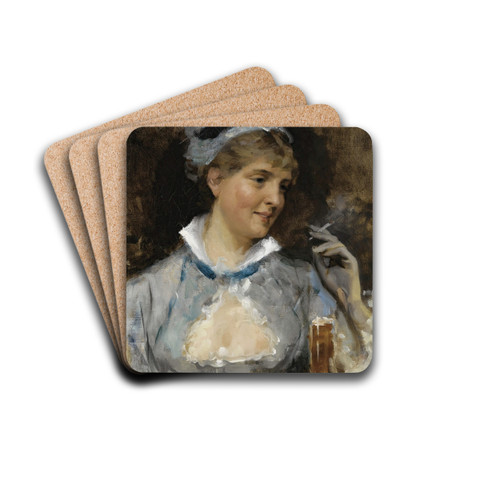 Au Bar by Albert Edelfelt Drink Coasters - set of 4