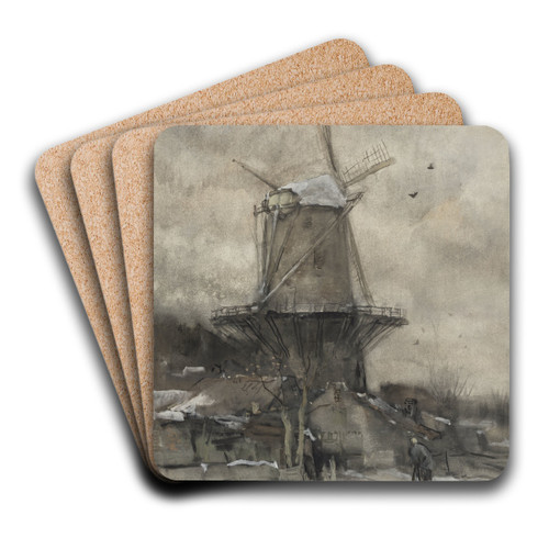 Een molen in de winter by Jacob Maris Art Drink Coaster set