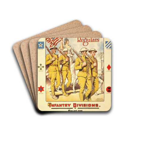 First division, regulars - Infantry divisions - Enlist for infantry, cavalry, field artillery by Otho Cushing Drink Coasters - set of 4