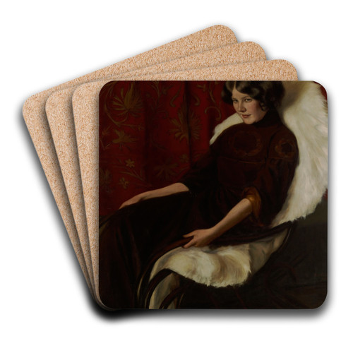 In The Rocking Chair, Anni Bremer by Hugo Simberg Art Drink Coaster set