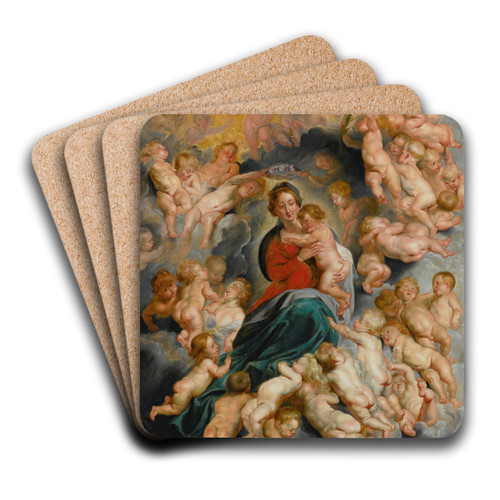 Virgin And Child With Putti by Follower of Peter Paul Rubens Art Drink Coaster set
