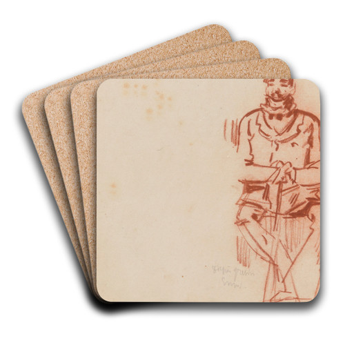 Seated Man by James Ensor Art Drink Coaster set Seated Man by James Ensor Art Drink Coaster set