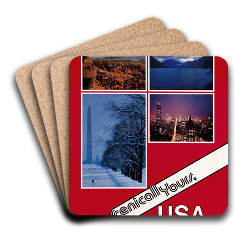 Scenically Yours, USA by U.S. Information Agency Art Drink Coaster set