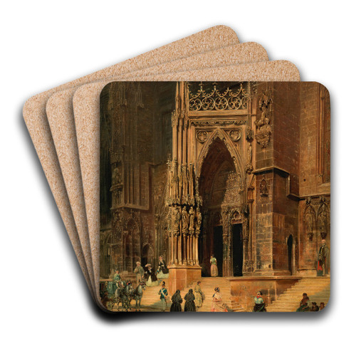 Der Regensburger Dom (Portal) by Rudolf von Alt Art Drink Coaster set