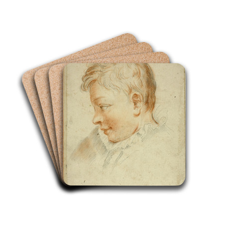 Profile Portrait of Boy by Daniel Mytens Drink Coasters - set of 4 Profile Portrait of Boy by Daniel Mytens Drink Coasters - set of 4