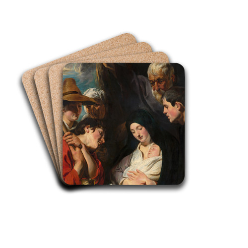 The Adoration of the Shepherds by Jacob Jordaens Drink Coasters - set of 4