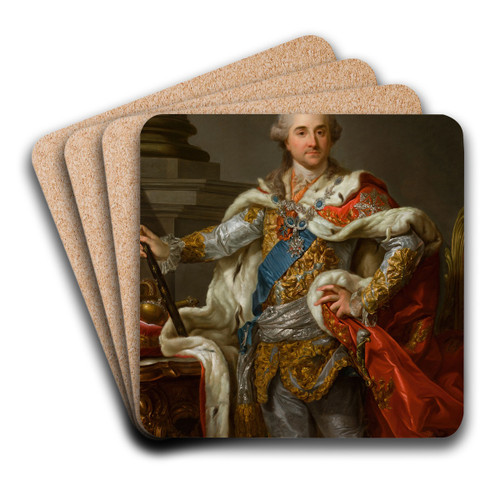 Portrait of Stanislaus Augustus Poniatowski in Coronation Robes by Marcello Bacciarelli Art Drink Coaster set Portrait of Stanislaus Augustus Poniatowski in Coronation Robes by Marcello Bacciarelli Art Drink Coaster set