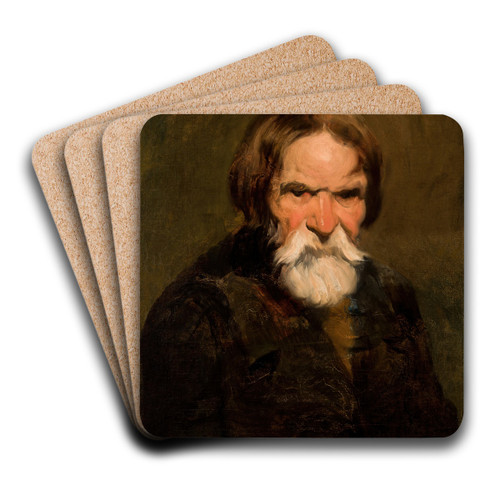 Study of a Bearded Peasant by Piotr Michaowski Art Drink Coaster set Study of a Bearded Peasant by Piotr Michaowski Art Drink Coaster set