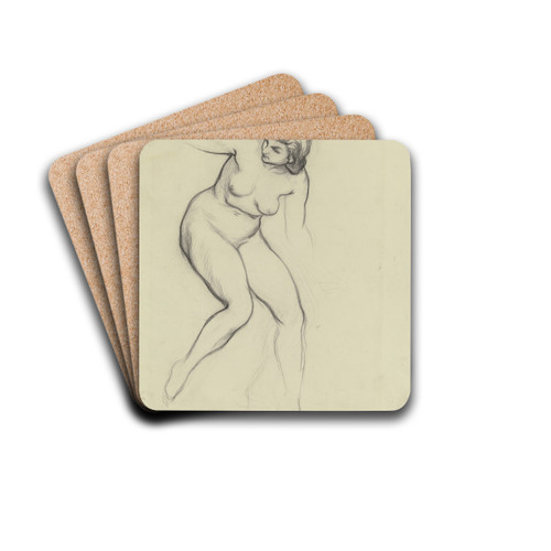 Weiblicher Akt, vornber gekrmmt by Victor Mller Drink Coasters - set of 4