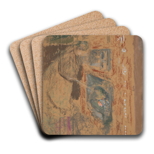 Madame Vuillard devant la chemine by douard Vuillard Art Drink Coaster set