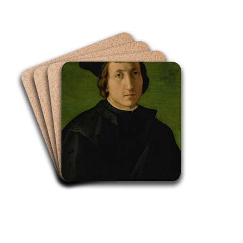 Portrait of a man in a black hat by Pier Francesco Foschi Drink Coasters - set of 4