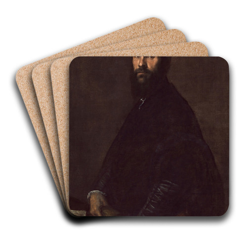 Man Holding a Flute by Titian Art Drink Coaster set Man Holding a Flute by Titian Art Drink Coaster set