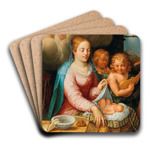 The Virgin and Child with Angels by Hendrick Goltzius Art Drink Coaster set