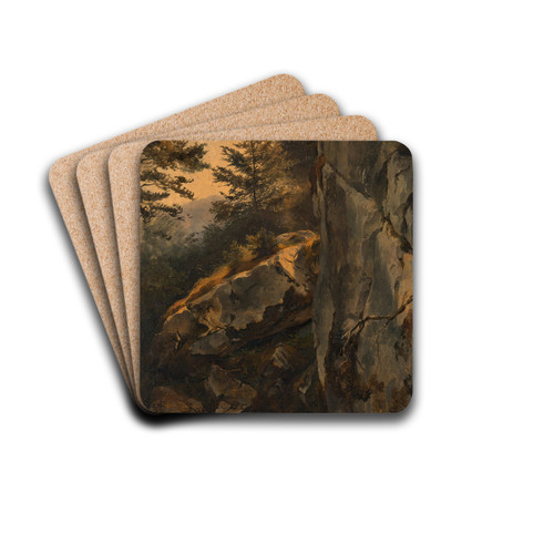 Landschaft mit Felswand (Drre Wand) by Friedrich August Matthias Gauermann Drink Coasters - set of 4 Landschaft mit Felswand (Drre Wand) by Friedrich August Matthias Gauermann Drink Coasters - set of 4