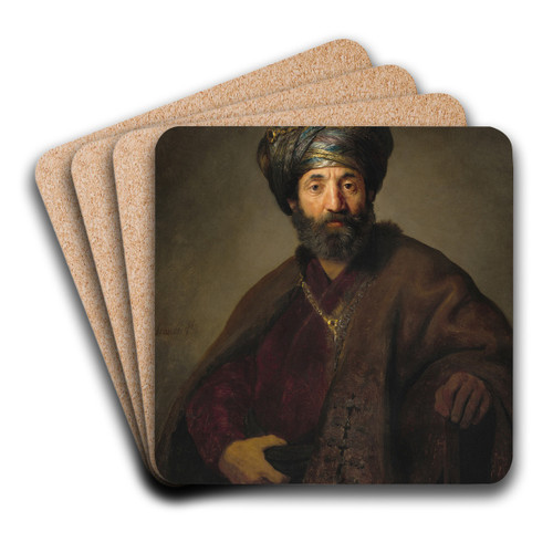 Man in Oriental Costume by Rembrandt van Rijn Art Drink Coaster set
