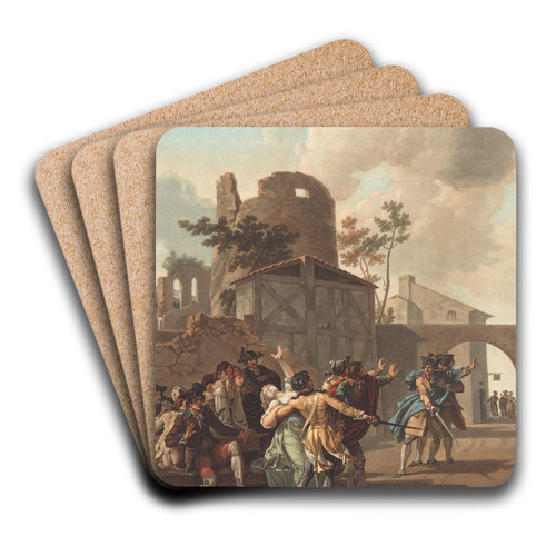 La Rixe (The Brawl) by Charles-Melchior Descourtis Art Drink Coaster set La Rixe (The Brawl) by Charles-Melchior Descourtis Art Drink Coaster set