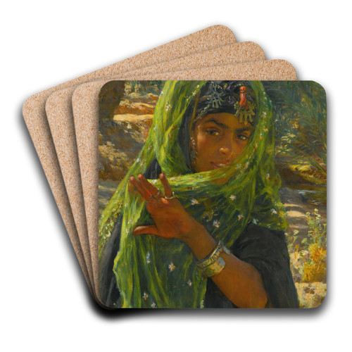 Fillette Se Voilant by tienne Dinet Art Drink Coaster set