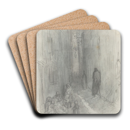 A Backstreet in London by Gustave Dor Art Drink Coaster set
