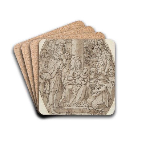 Adoration of theMagi by Adam van Noort Drink Coasters - set of 4