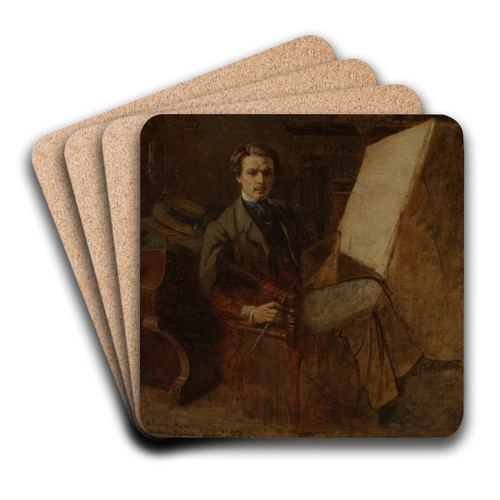 Selbstbildnis vor der Staffelei by Eduard Hunziker Art Drink Coaster set