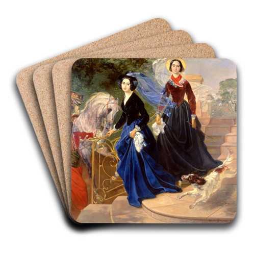 Portrait of the Shishmareva Sisters by Karl Bryullov Art Drink Coaster set Portrait of the Shishmareva Sisters by Karl Bryullov Art Drink Coaster set