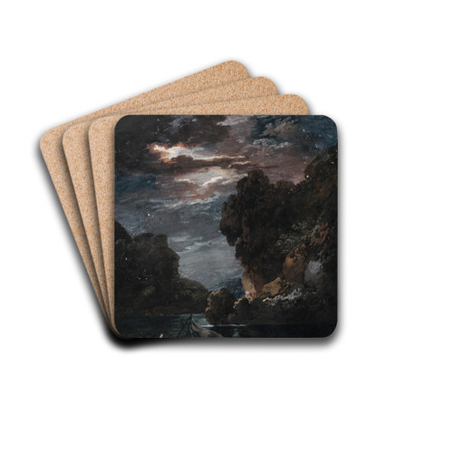Strmische Mondnacht im Gebirge by Johann Georg Wagner Drink Coasters - set of 4
